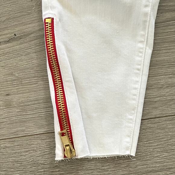 Etienne Marcel White High Rise Red Ankle Zipper Skinny Jeans Size 26 NWT $245 - Picture 10 of 12